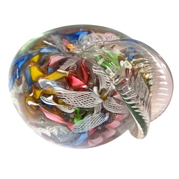 Murano Tutti Frutti Aventurine Zanfirico Dichroic Art Glass Apple Paperweight Sc - Picture 13 of 13